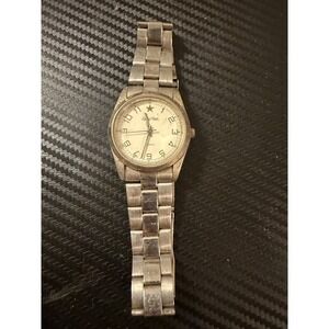 Lucky Star Quartz Watch Silver Tone Stainless Steel Link Bracelet White‎ Dial